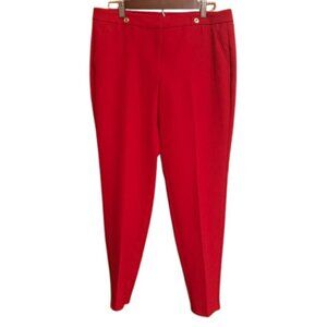 WHBM Women's Slim Red Taper Ankle Dress Pants Trousers with Pockets Size 8R